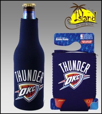 SET OF 2 OKLAHOMA THUNDER CAN & BOTTLE KOOZIE COOLER