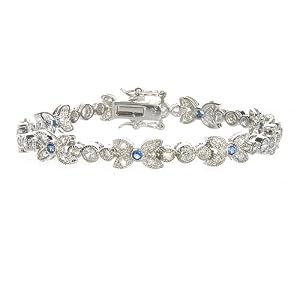 FLORAL LINK WITH WHITE AND SYN. SAPPHIRE BRACELET by