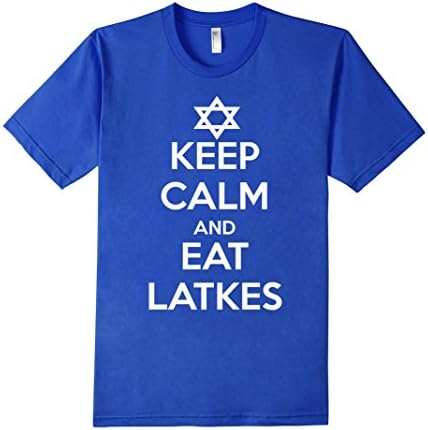 Keep Calm and Eat Latkes Funny Hanukkah Jewish Theme T-Shirt - Male XL - Royal Blue
