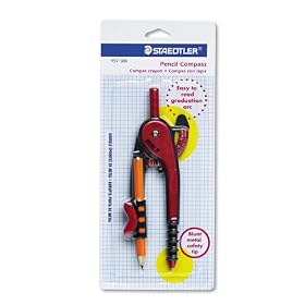 Compass, Safety, Circles 12 Diameter, Includes 3.5 Yellow Pencil, Blue Black STD957SBK by Staedtler