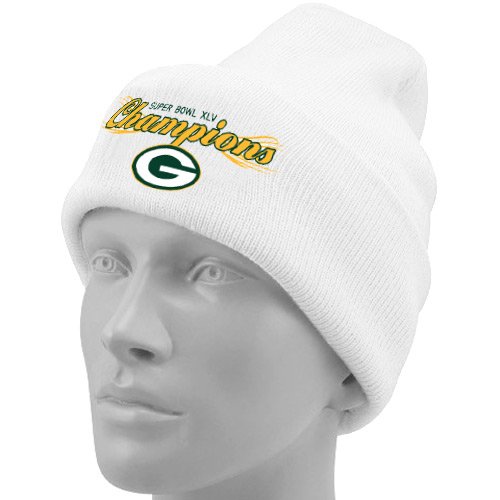Reebok Green Bay Packers Ladies White Super Bowl XLV Champions Cuffed Knit Beanie ()
