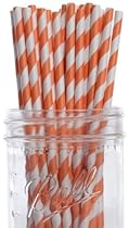 Hot Sale Dress My Cupcake Orange Striped Paper Straws, 600-Pack