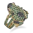 Sterling Silver and 14 Karat Gold Plated CZ Frog Ring