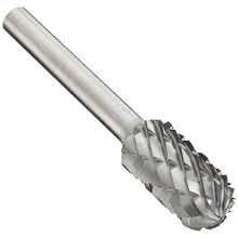 PFERD Cylindrical Carbide Bur, Clog-Resistant, Uncoated (Bright) Finish, Double Cut, Radius End