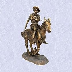 Wild Western Cowboy sculpture on horse statue new XL
