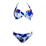 Bikini Set Blue Orange Top Scoop Bottom