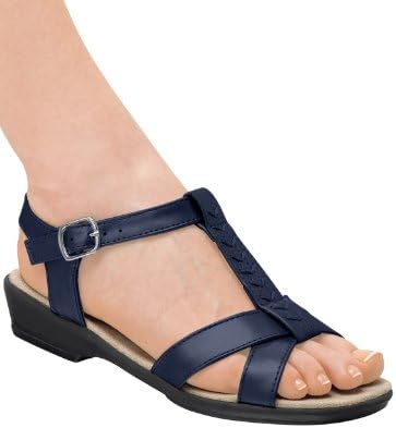 T-Strap Sandal, Color Navy, Size 10 M