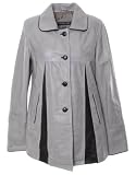 Womens Leather Trapeze Coat : SR644 : Grey