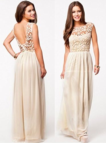 Summer Beach Sun Dress white Crochet Top chiffon sexy Maxi Dress MD 08 size L