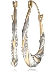 10K Two-Tone Gold Stampato Hoop Earrings