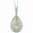Two Tone Diamond Droplet Pendant With Chain