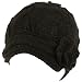 Hand Knit Winter Cable Crochet Flower Visor Beanie Skull Ski Snow Cap Hat Black