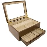 Valet Leather Brown Jewelry Watches Pens Eyeglass Box