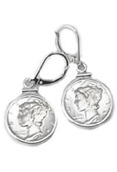 Mercury dime coin bezel earrings