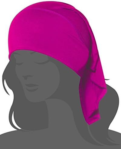Thiness Women's Ruffle Chemo Hat Beanie Scarf, Turban Headwear for Cancer Patients Rose Red One Size