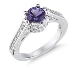 1 Carat Amethyst and Diamond Ring, 14K White Gold