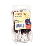 ~:~ AVERY-DENNISON ~:~ Pre-Strung Jewelry Tags, Paper/String, 7/8 x 3/8, White/Purple, 500 per Pack