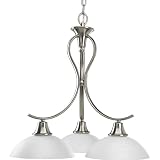 Progress Lighting P4063-09 3-Light Chandelier with Oval Tubing and Etched Watermark Glass, Brushed Nickel