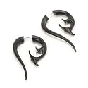 Black 16g tribal organic boho spiral horn earring pair by 81stgeneration