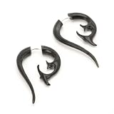 Black 16g tribal organic boho spiral horn earring pair by 81stgeneration