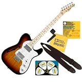 Fender Classic Series \'72 Telecaster® Thinline Electric Guitar, 3 Tone Sunburst, Maple Fretboard, with Moore Brothers Pikcard, Strings, Polish Cloth, String Winder, and Strap, in a 6 item Bundle
