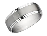 Men's 8mm Satin and Polished Stainless Steel Wedding Band