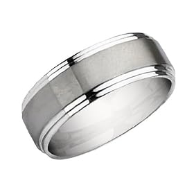 Men's 8mm Satin and Polished Stainless Steel Wedding Band