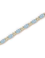 10kt Yellow Gold Oval Aquamarine Bracelet.