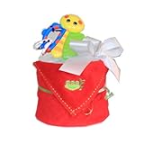 ご出産祝いに　sassyカラフル1段ケーキ (パンパースM, レッド)