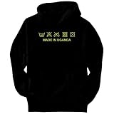 MADE IN Uganda - Laundry Instructions Countries Mens Hoodie (Black, Sizes X-Small - XXX-Large)