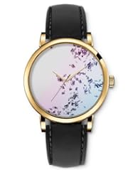 SPRAWL Aanalog Fashion Series Gold Ladies Watches of Genuine Black Leather Strap,Unique Wrist Watch for Women Girls Designed with World of music
