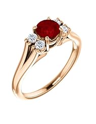 14K Rose Gold 5.00mm Round Cut Chatham Created Ruby and Diamond Ring -- LIFETIME WARRANTY