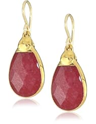Devon Leigh Ruby-Colored Quartz in 24k Gold Foil Earrings