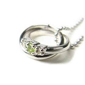 【クリックで詳細表示】[シアーズ]Sears ネックレス 天然ダイヤxペリドット 2連リングトップネックレス [8月の誕生石] DR-66-8