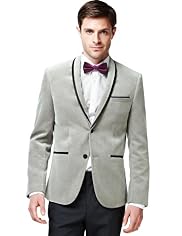 Limited Collection Super Slim Fit Pure Cotton Shawl Collar Tipped Jacket