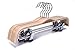 JS HANGER Natural Finish Wooden Pant Hangers with Anti-rust Hook and 2-Adjustable Clips, 5-Pack
