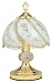 ORE International K313 White Glass Floral Touch Lamp, Brushed Gold