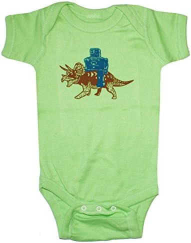 Happy Family Clothing Unisex Baby Robot on Triceratops Bodysuit (12 Months, Lime Green)