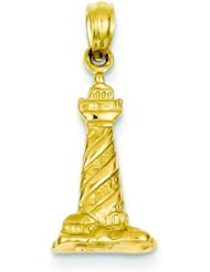 14K Gold 3D Cape Hatteras Lighthouse Charm Pendant