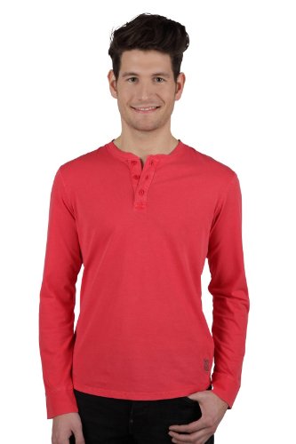 edc by esprit -Henley Longsleeve aus gewaschenem 