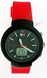 Tommy Hilfiger Men's/Unisex Analog Sport Watch Black Dial with Red Strap