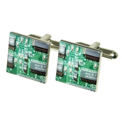 Novelty Green Circuit Board Cufflinks