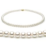 14k 6-65mm White Japanese Akoya Saltwater Cultured Pearl Necklace AAA Quality - 18 Inch Princess