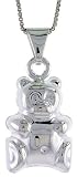 Sterling Silver Hollow Large Teddy Bear Pendant
