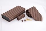 Brown Tie with Cufflinks & Tiepin