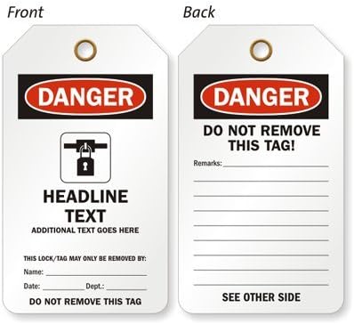 OSHA (Add Danger, Caution,, Eco-Tag 10 mil Plastic, Eyelet Tag, 10 Tags / pack, 5.875" x 3.375"