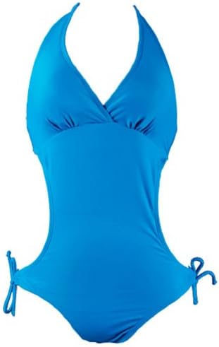 Marina West Women's Curved Waist Halter Monokini,X-Large,Royal Blue