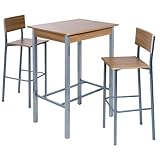 Barset mit 2 Stühlen in Silber/Noce