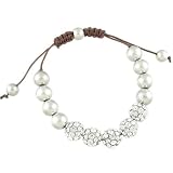 Crystal Pave 10mm Silvertone Bead Buddhist Shamballa Unisex Bracelet