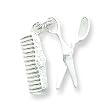 Sterling Silver Comb & Scissor Charm with 20 inch Sterling Silver Chain